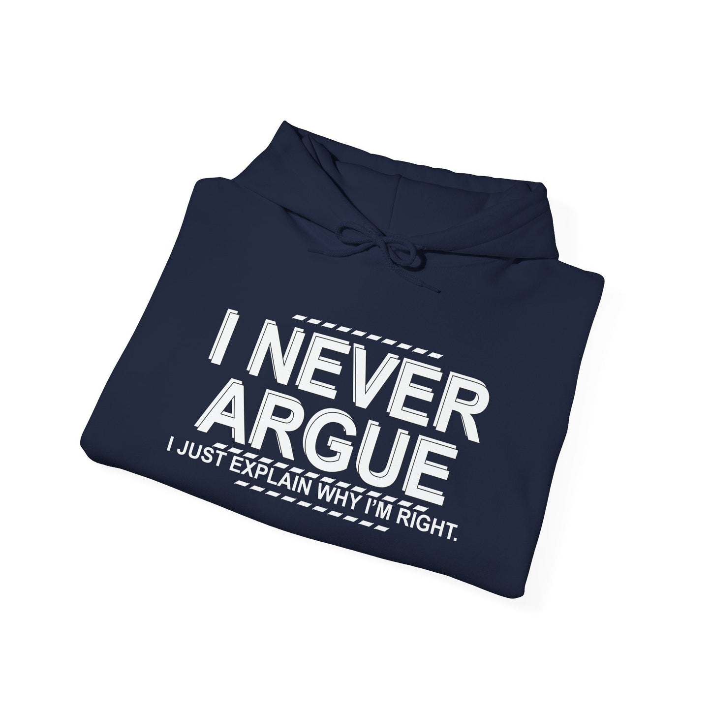 I NEVER ARGUE - Premium Unisex Funny Sarcastic Black Hoodie Sweatshirt