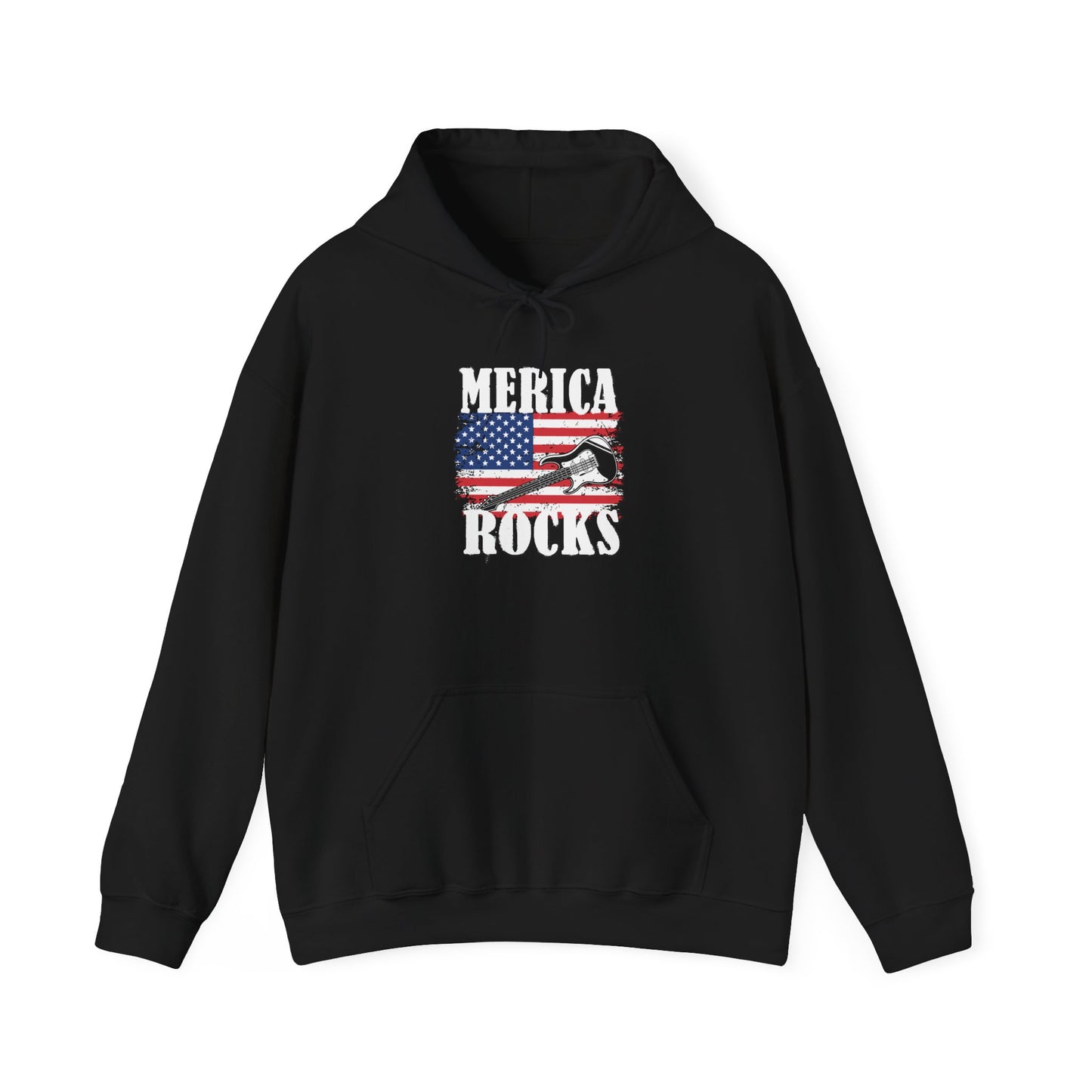 MERICA ROCKS - Premium Unisex Funny Sarcastic Black Hoodie Sweatshirt