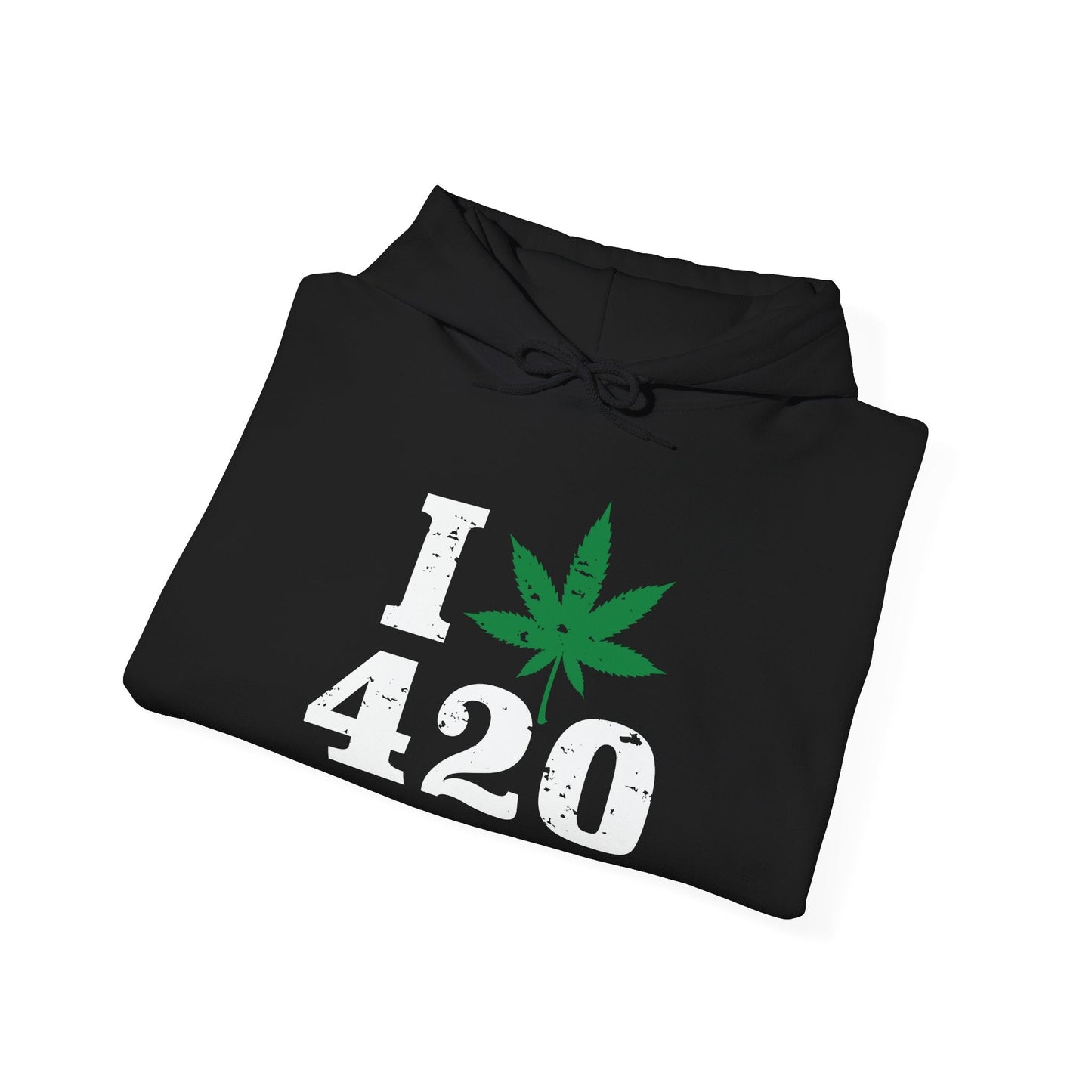 I HEART 420 - Premium Unisex Funny Sarcastic Black Hoodie Sweatshirt