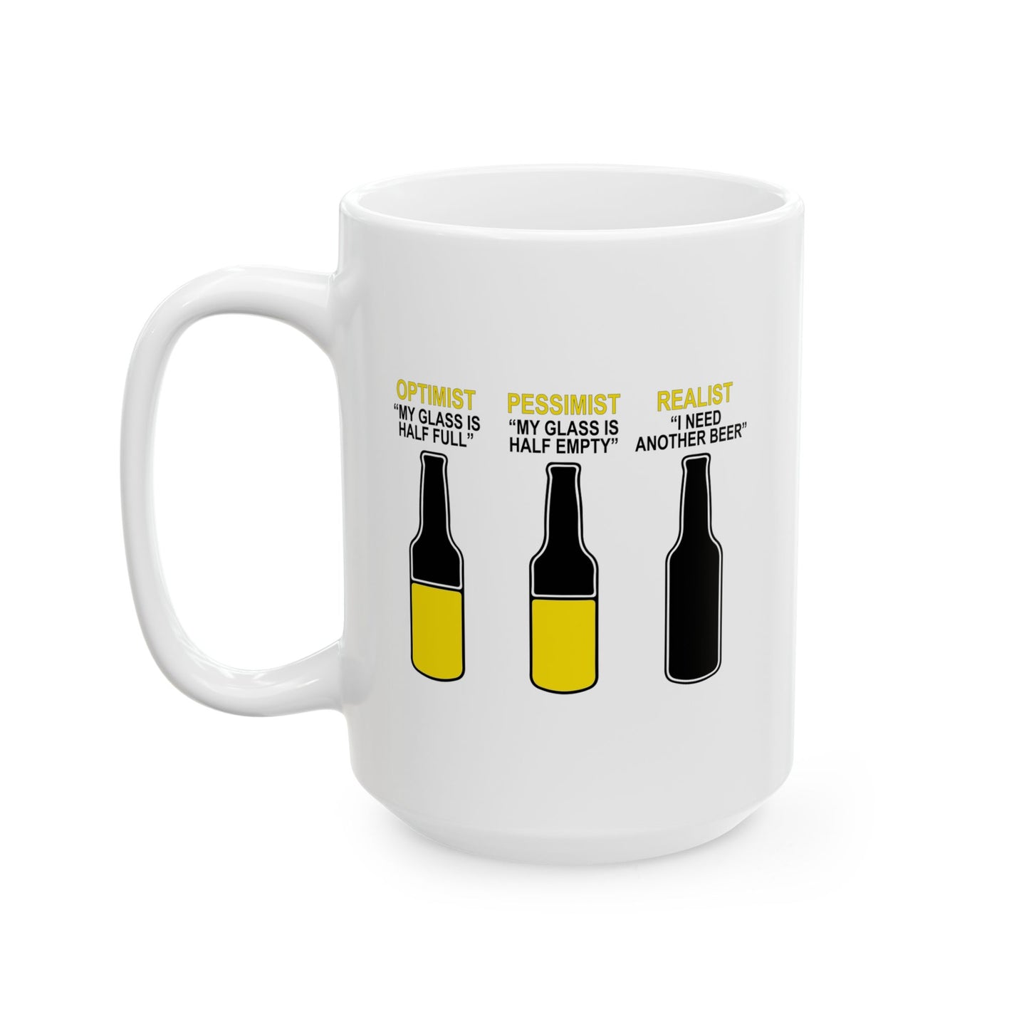 OPTIMIST PESSIMIST REALIST FUUNY SARCASTIC MUG