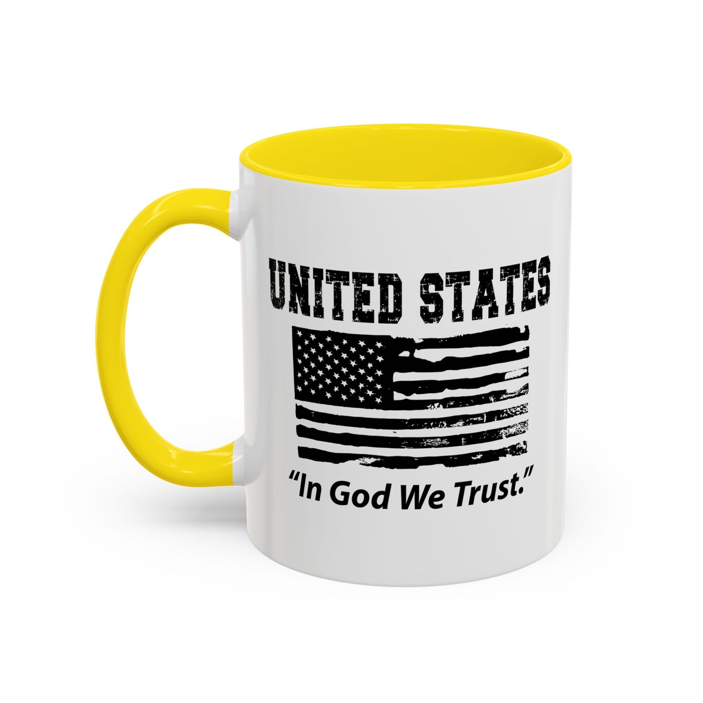 UNITED STATES IN GOD WE TRUST Accent BiColor Funny Sarcastic Mug