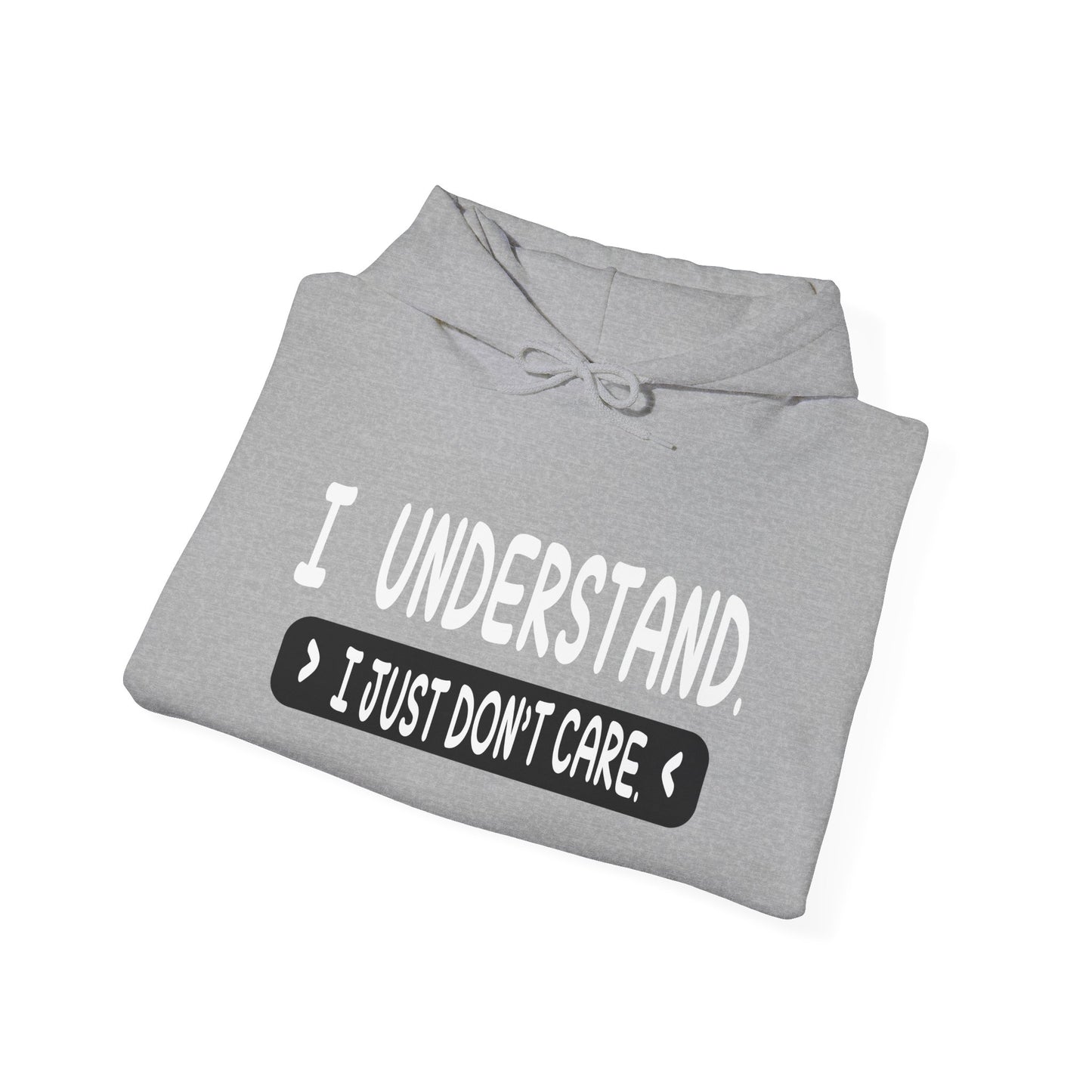 I UNDERSTAND, IJUST DON'T CARE - Premium Unisex Funny Sarcastic Black Hoodie Sweatshirt