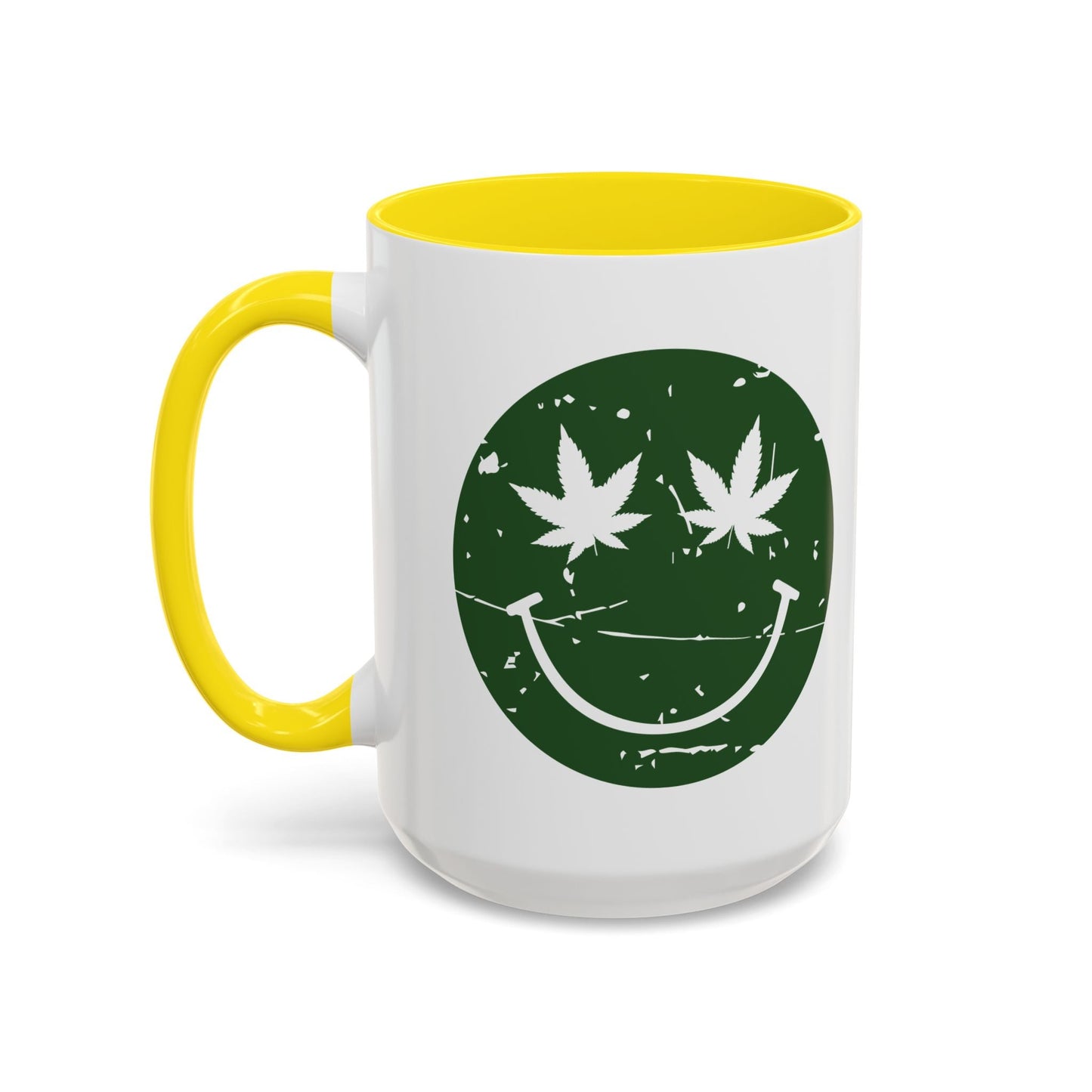 WEED SMILY FACE Accent BiColor Funny Sarcastic Mug