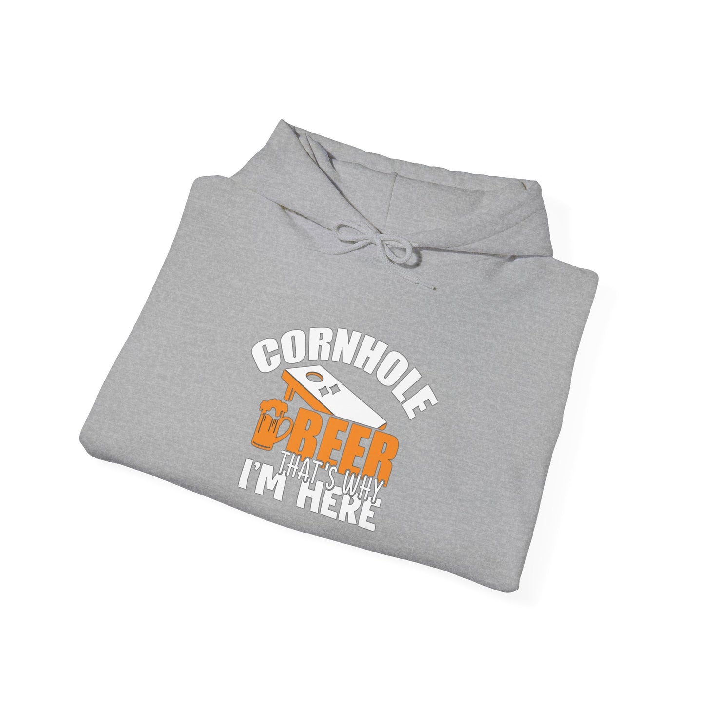 CORNHOLE BEER THAT'S WHY I'M HERE - Premium Unisex Funny Sarcastic Black Hoodie Sweatshirt