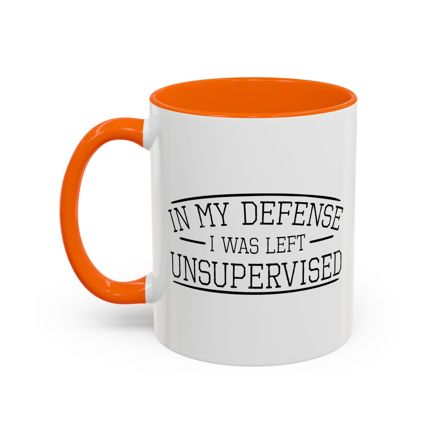 IN MY DEFENSE Accent BiColor Funny Sarcastic Mug