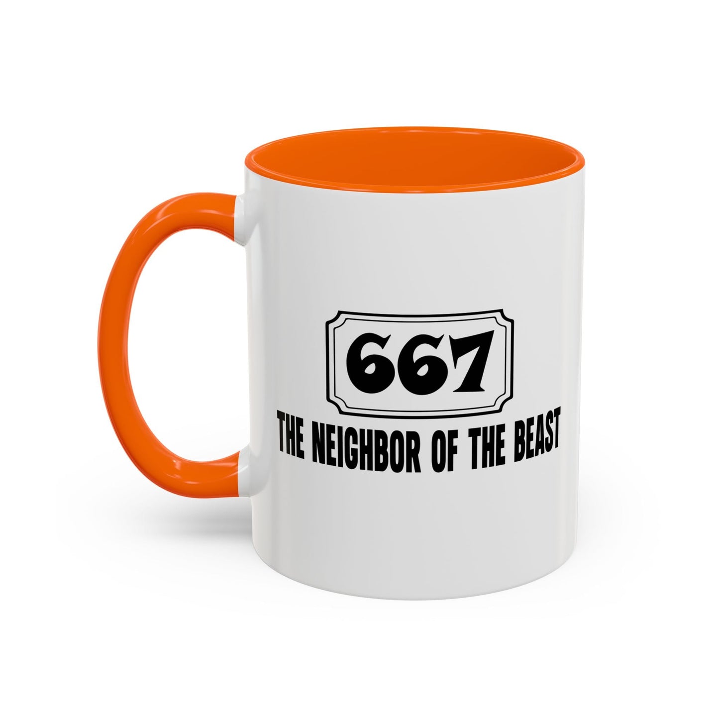 THE NEIGHBOR OF THE BEAST Accent BiColor Funny Sarcastic Mug