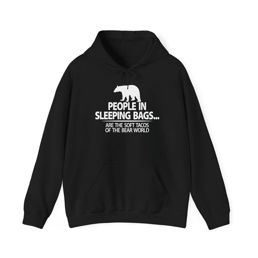 PEOPLE IN SLEEPING BAGS - Premium Unisex Funny Sarcastic Black Hoodie Sweatshirt