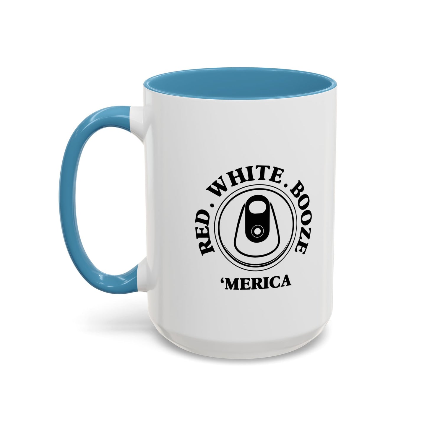 RED WHITE BOOZE MERICA Accent BiColor Funny Sarcastic Mug