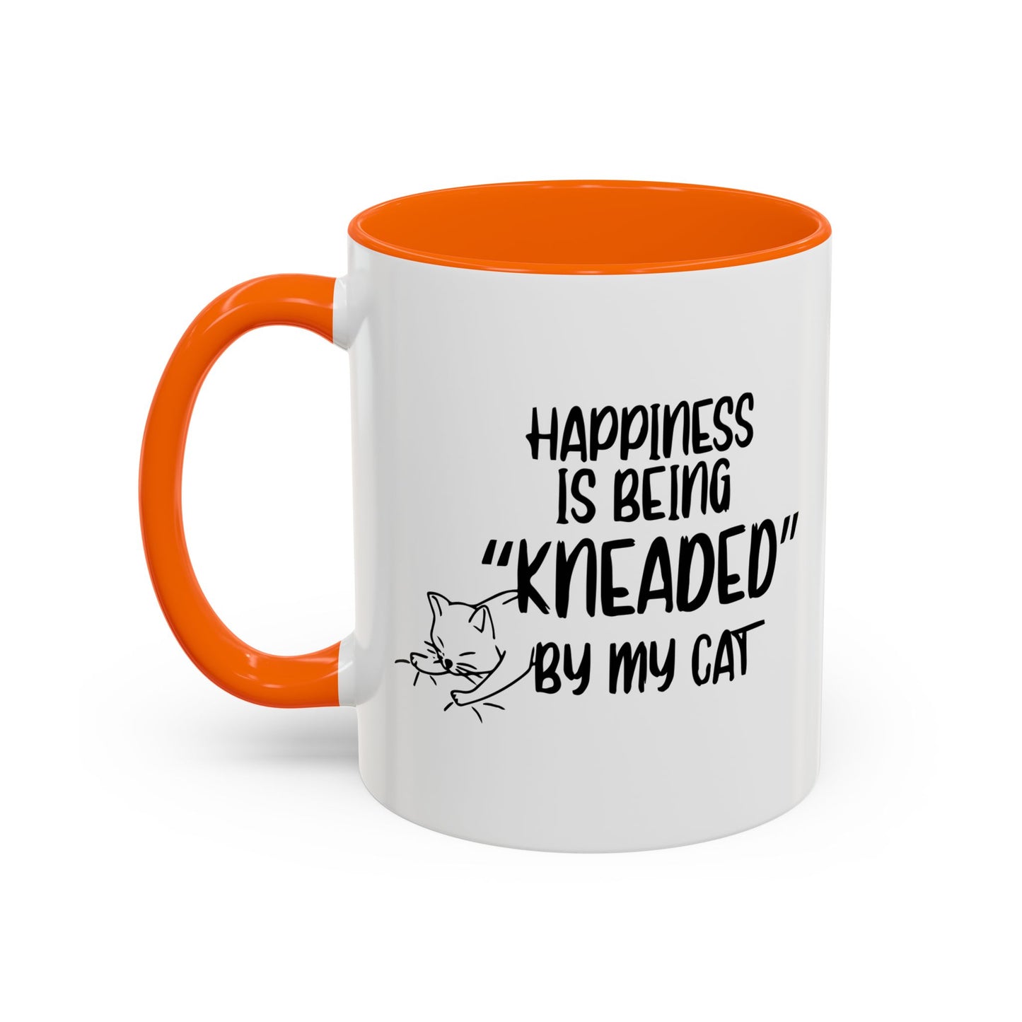 HAPPINESS IS BEING NEEDED BY MY CAT Accent BiColor Funny Sarcastic Mug