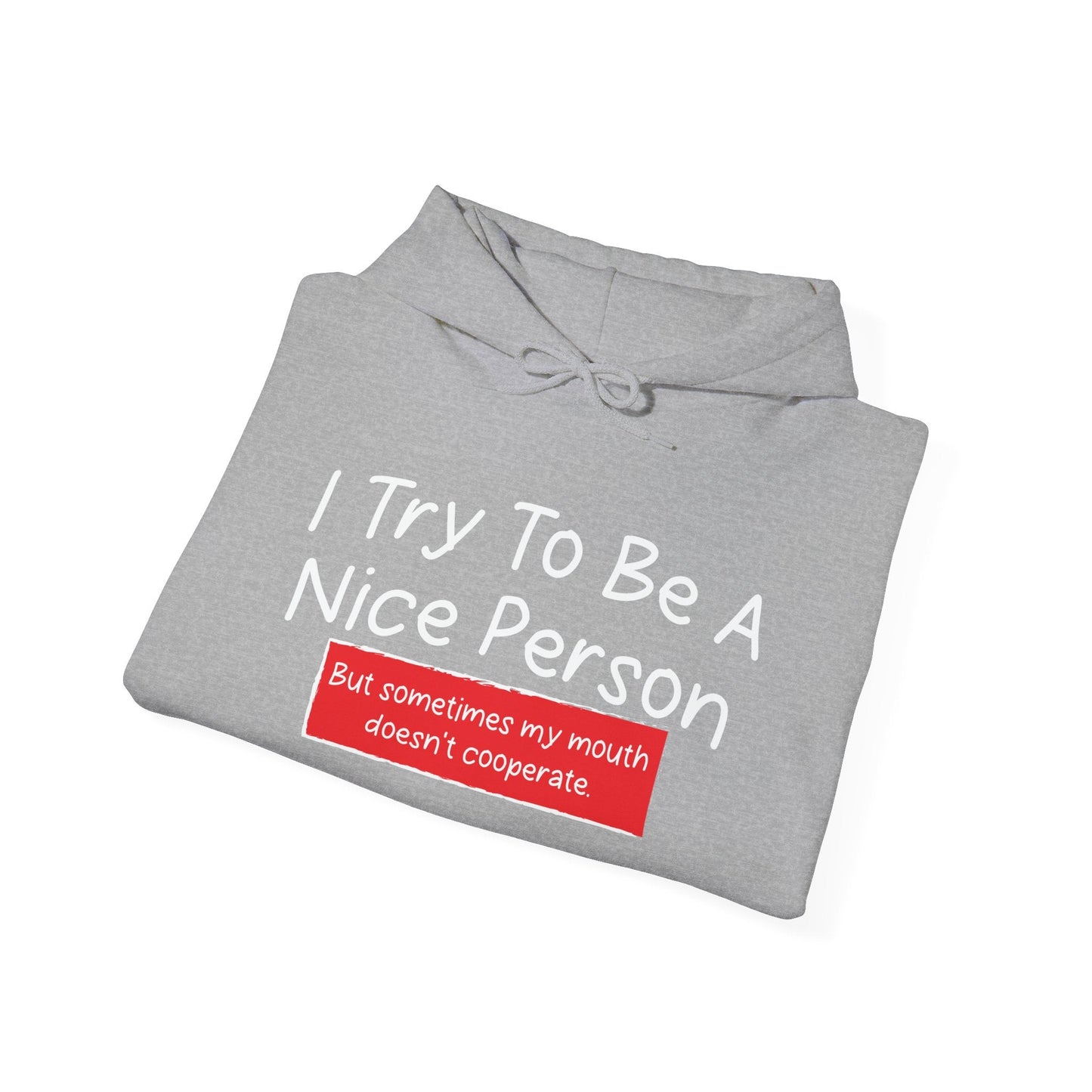 I TRY TO BE A NICE PERSON - Premium Unisex Funny Sarcastic Black Hoodie Sweatshirt