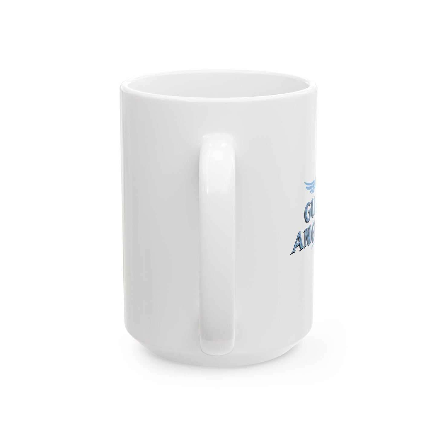 I THINK MY GUARDIAN ANGEL DRINKS FUNNY SARCASTIC WHITE MUG