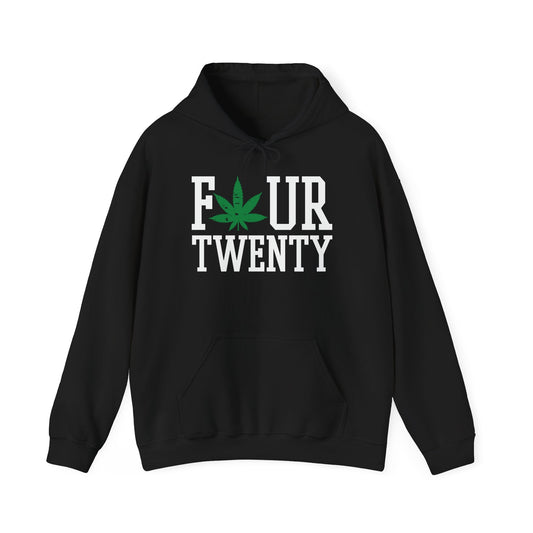 FOUR TWENTY LEAF - Premium Unisex Funny Sarcastic Black Hoodie Sweatshirt