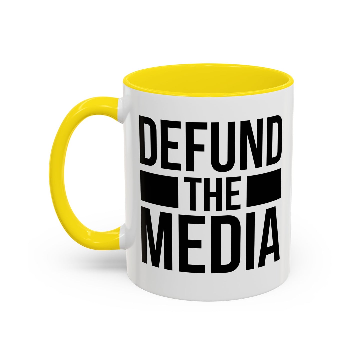 DEFUND THE MEDIA Accent BiColor Funny Sarcastic Mug