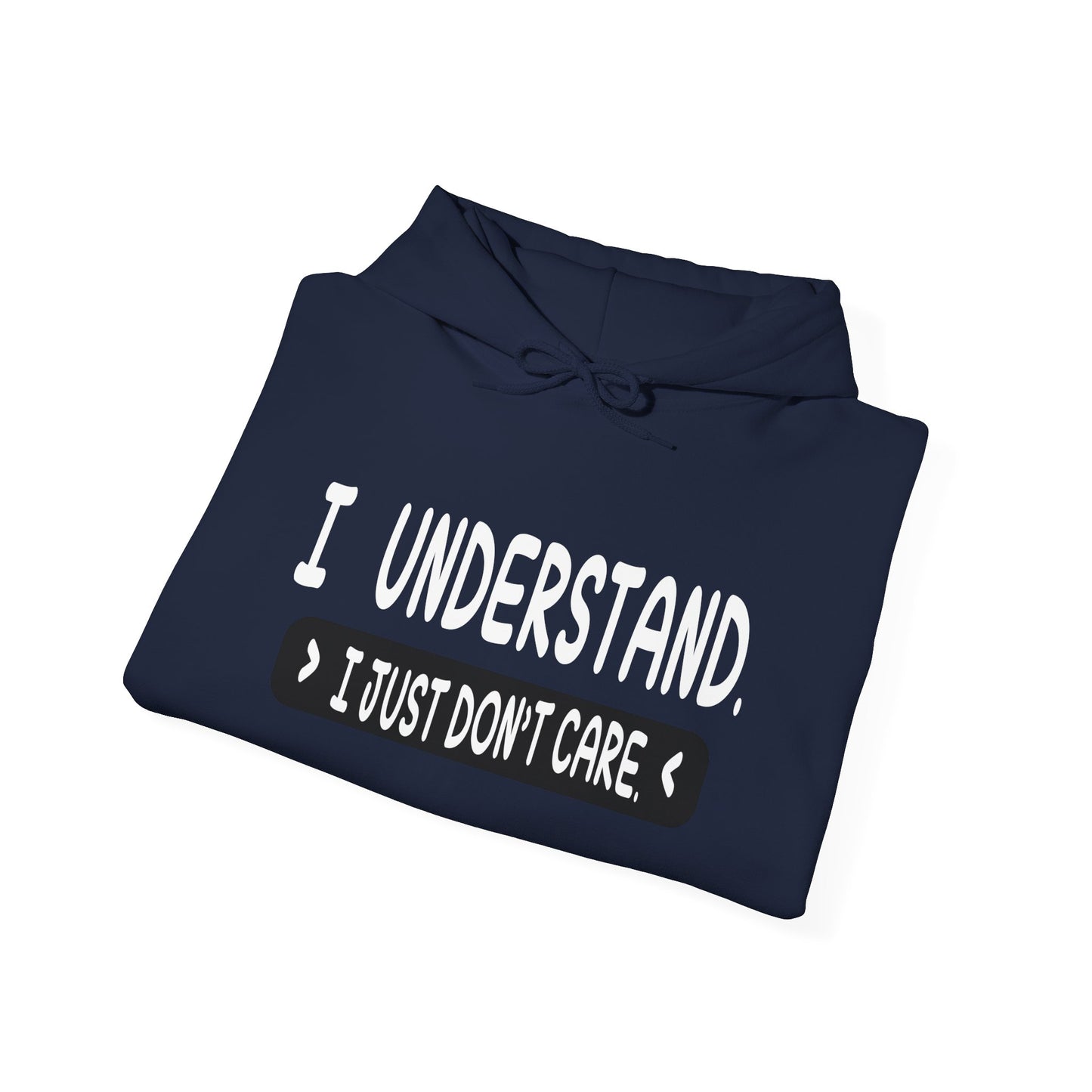 I UNDERSTAND, IJUST DON'T CARE - Premium Unisex Funny Sarcastic Black Hoodie Sweatshirt