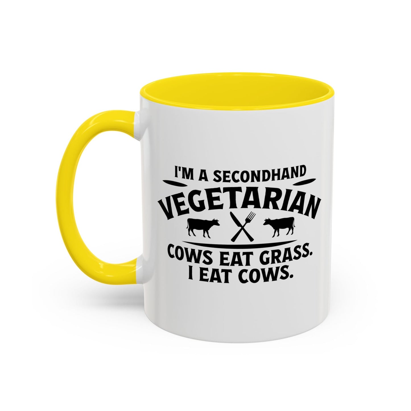 SECONDHAND VEGETARIAN Accent BiColor Funny Sarcastic Mug