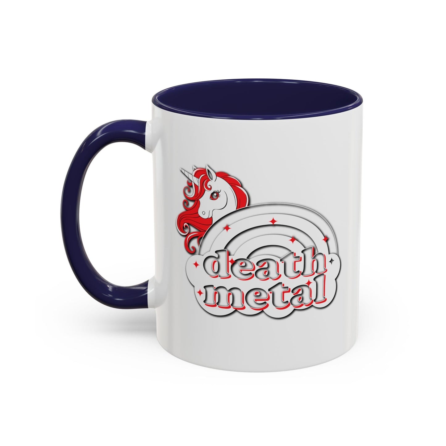 DEATH METAL UNICORN Accent BiColor Funny Sarcastic Mug