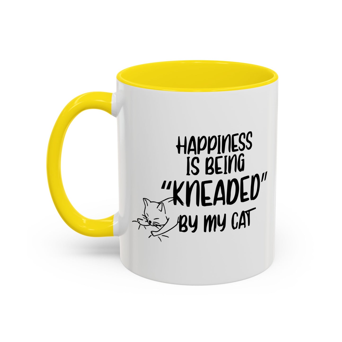 HAPPINESS IS BEING NEEDED BY MY CAT Accent BiColor Funny Sarcastic Mug