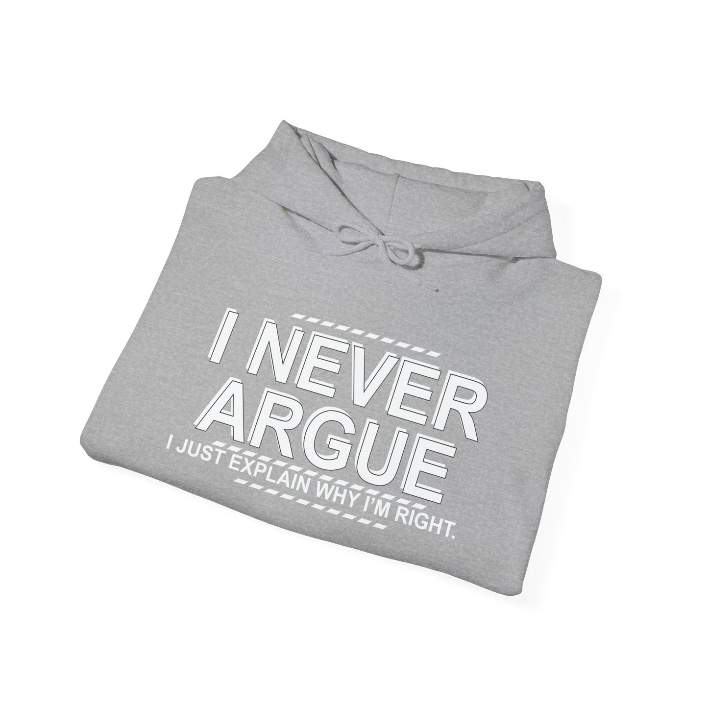 I NEVER ARGUE - Premium Unisex Funny Sarcastic Black Hoodie Sweatshirt