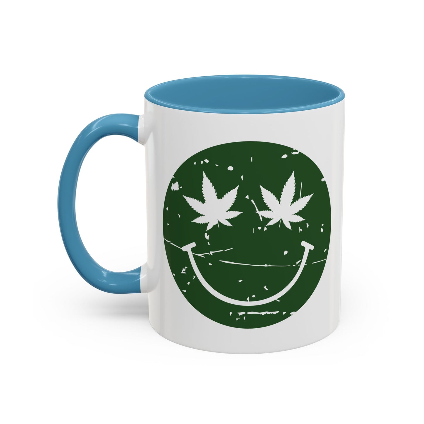 WEED SMILY FACE Accent BiColor Funny Sarcastic Mug