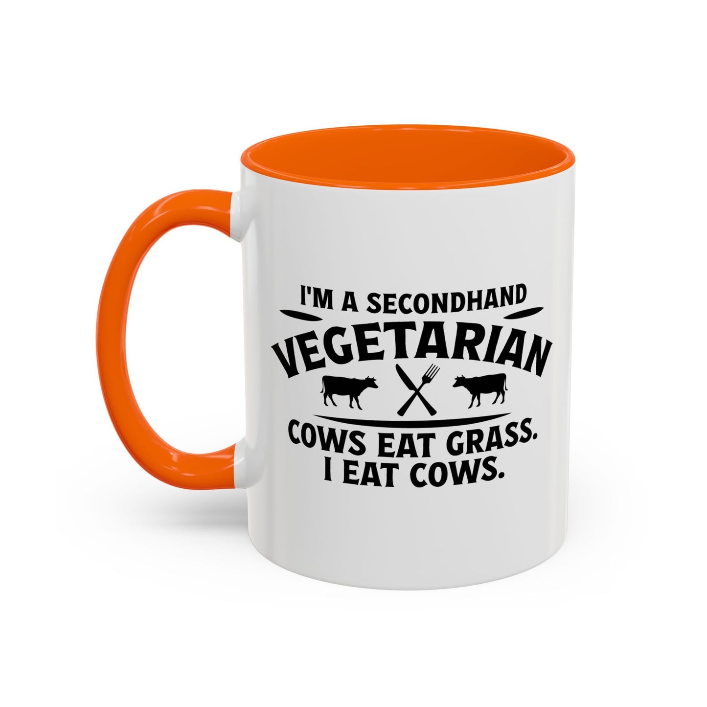 SECONDHAND VEGETARIAN Accent BiColor Funny Sarcastic Mug