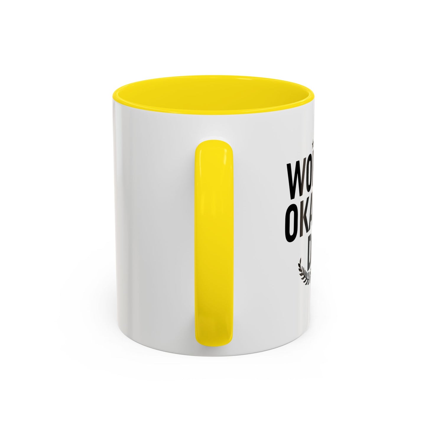 WORLD'S OKAYEST DAD Accent BiColor Funny Sarcastic Mug