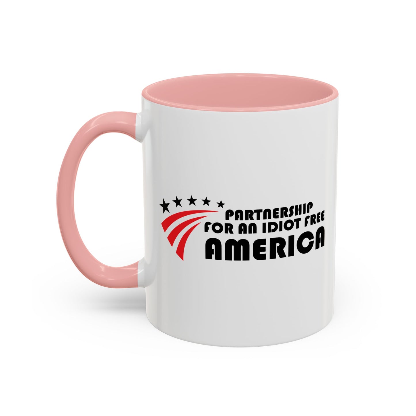 IDIOT FREE AMERICA Accent BiColor Funny Sarcastic Mug