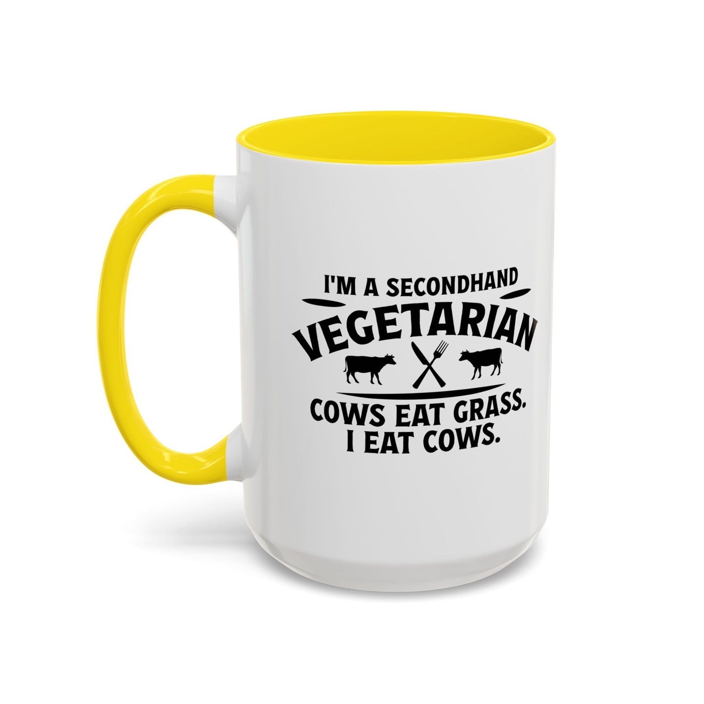 SECONDHAND VEGETARIAN Accent BiColor Funny Sarcastic Mug