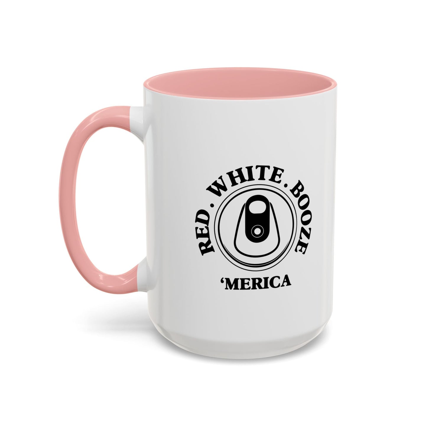 RED WHITE BOOZE MERICA Accent BiColor Funny Sarcastic Mug