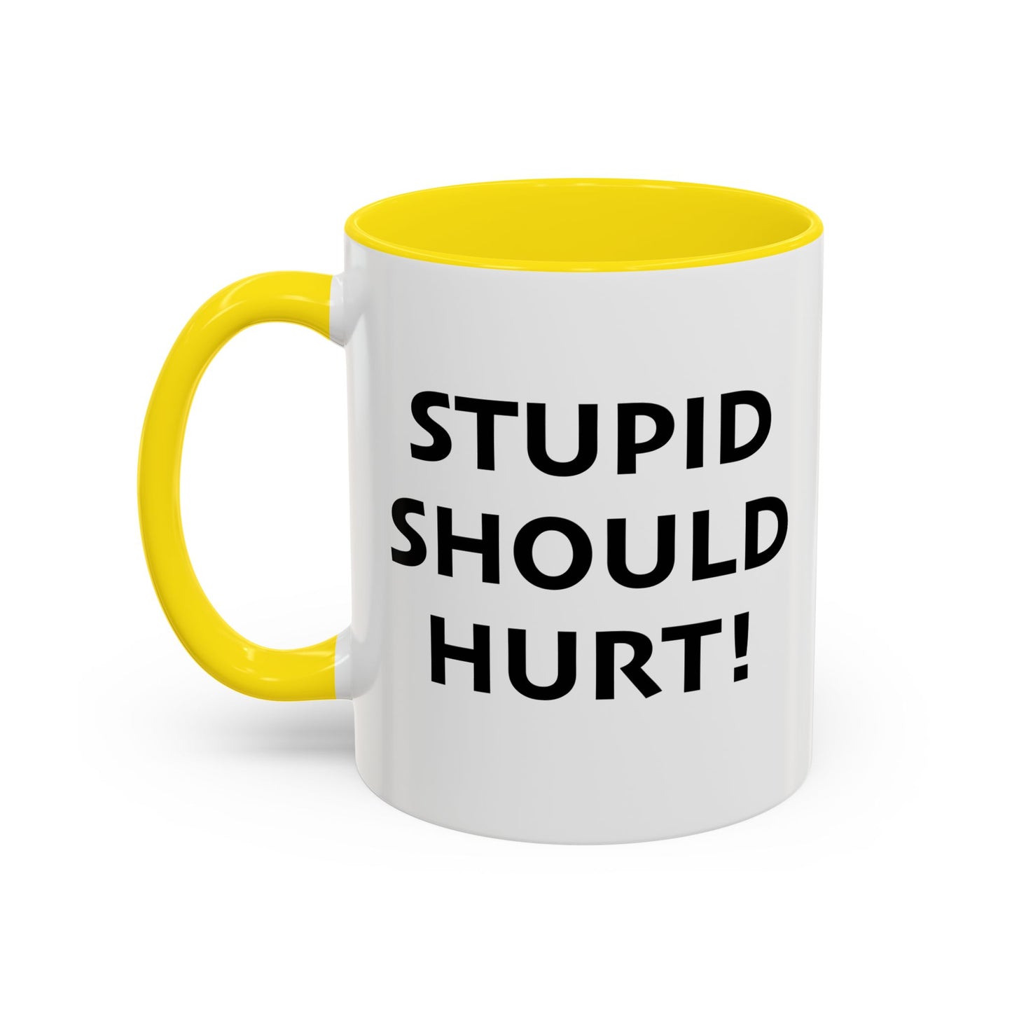 STUPID SHOULD HURT Accent BiColor Funny Sarcastic Mug