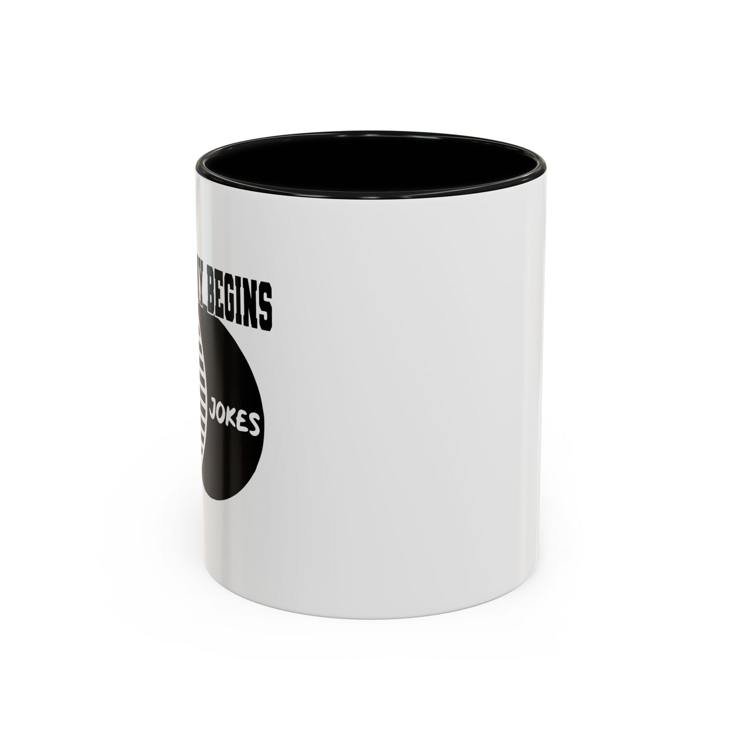 WHERE CORNY BEGINS Accent BiColor Funny Sarcastic Mug