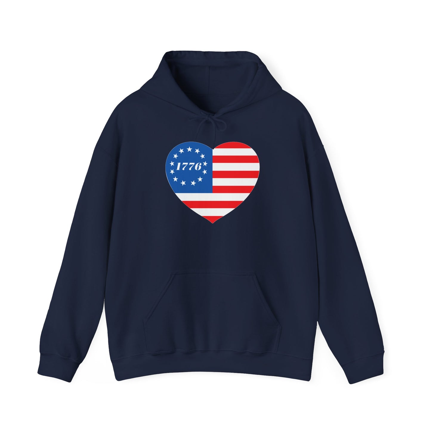 BETSY HEART FLAG 1776 - Premium Unisex Funny Sarcastic Black Hoodie Sweatshirt