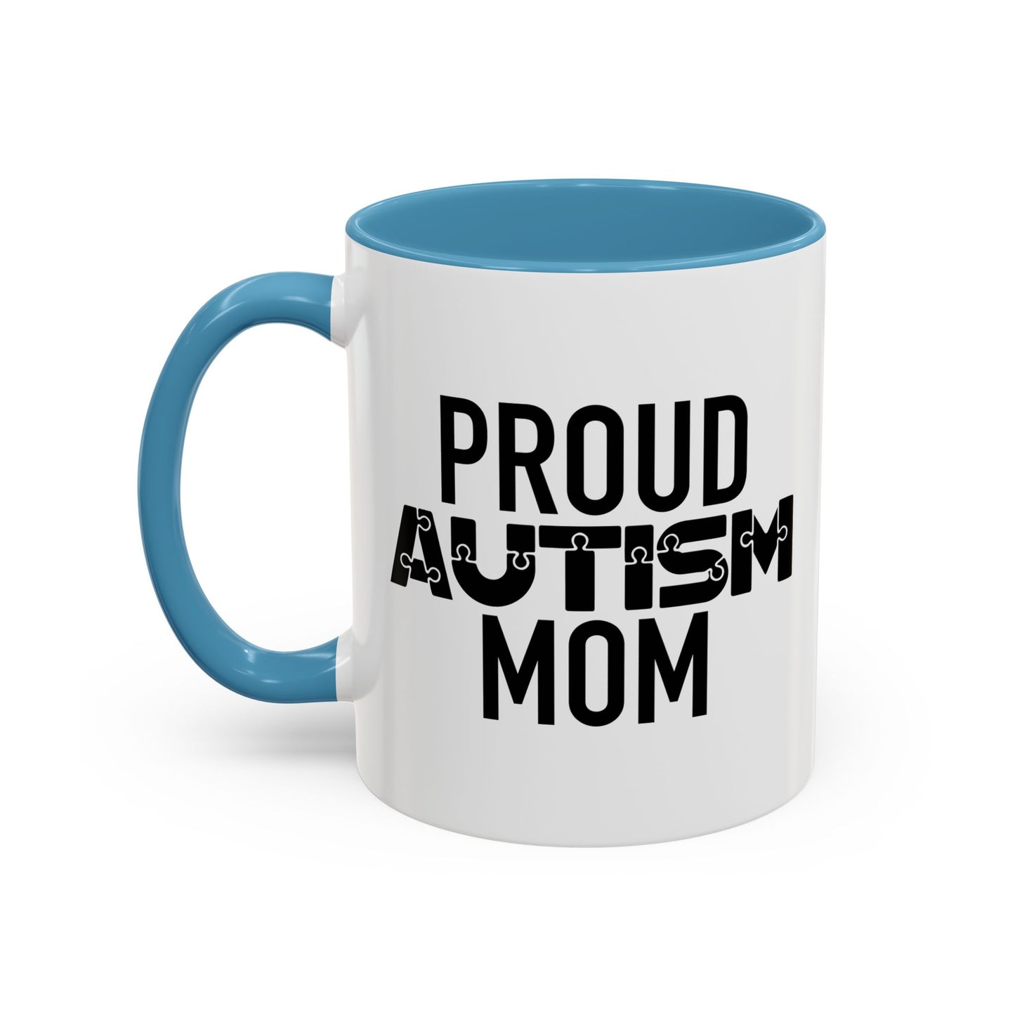 PROUD AUTISM MOM Accent BiColor Mug