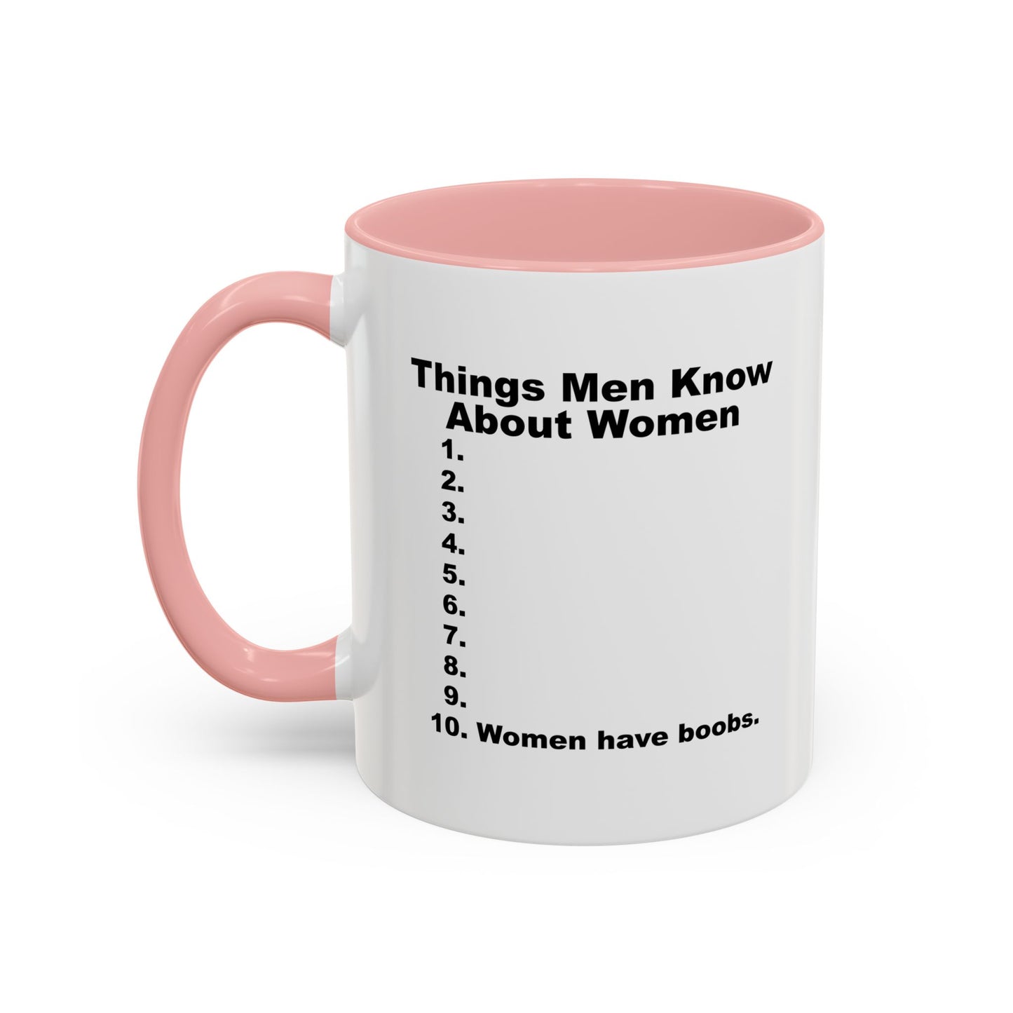 THINGS MEN KNOW ABOUT WOMEN Accent BiColor Funny Sarcastic Mug