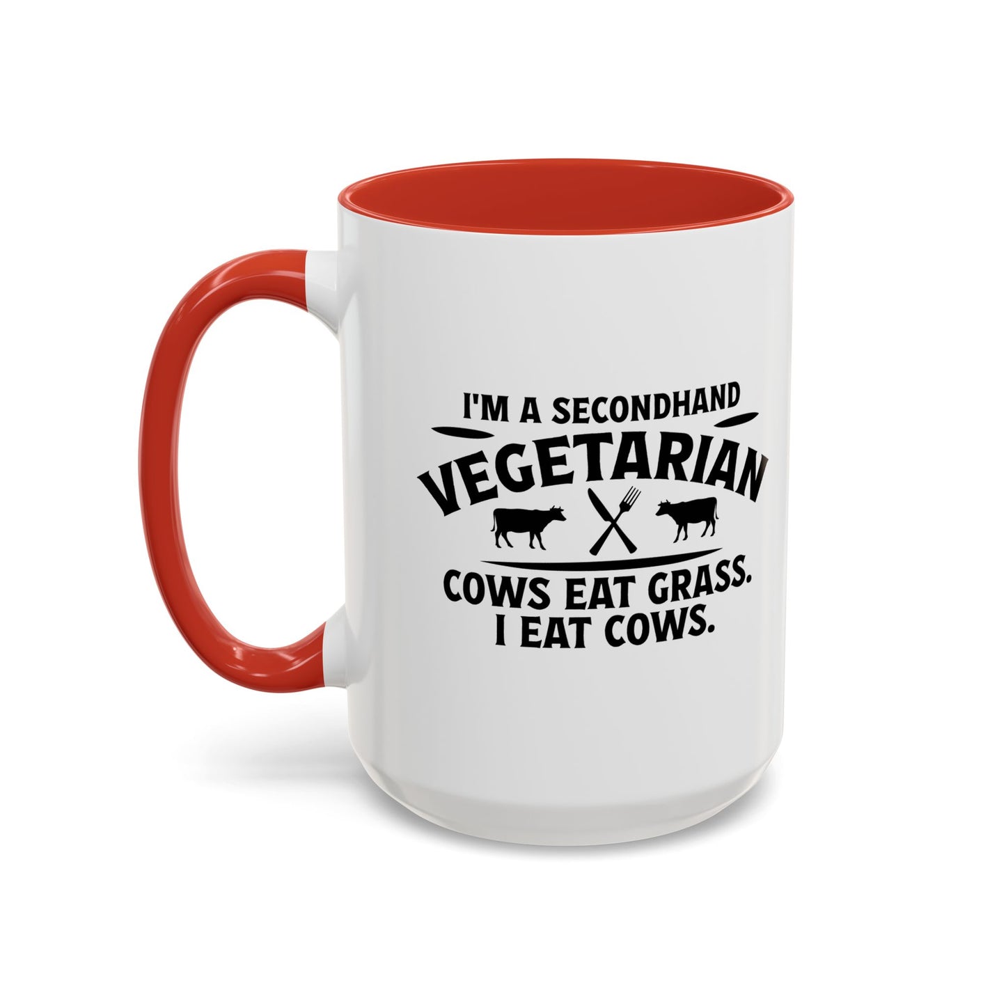 SECONDHAND VEGETARIAN Accent BiColor Funny Sarcastic Mug