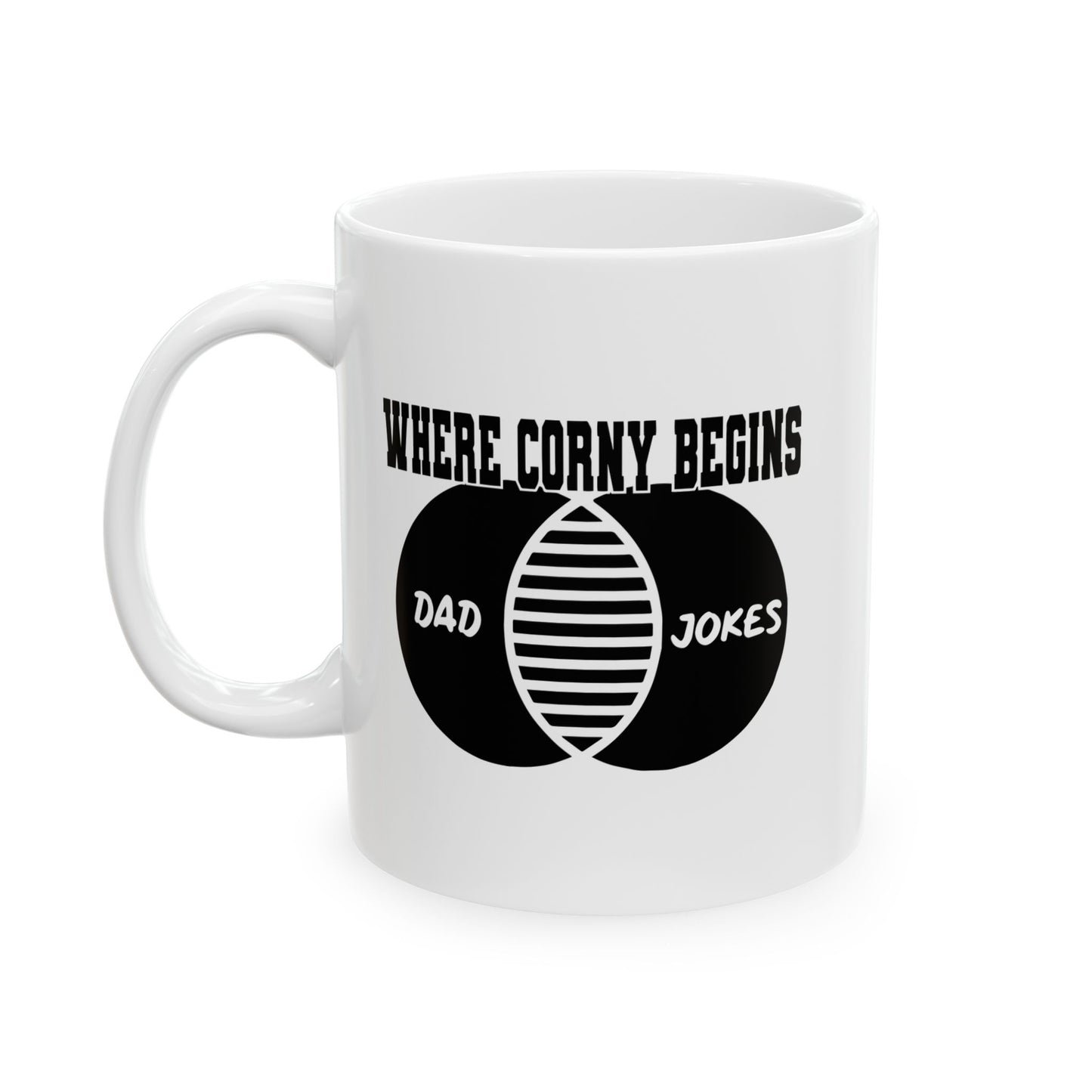 WHERE CORNY BEGINS FUNNY SARCASTIC MUG