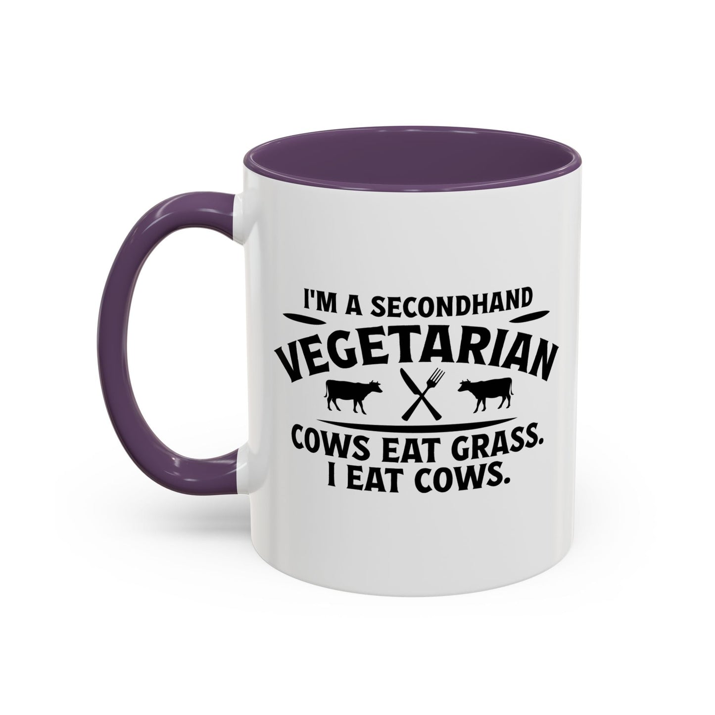 SECONDHAND VEGETARIAN Accent BiColor Funny Sarcastic Mug