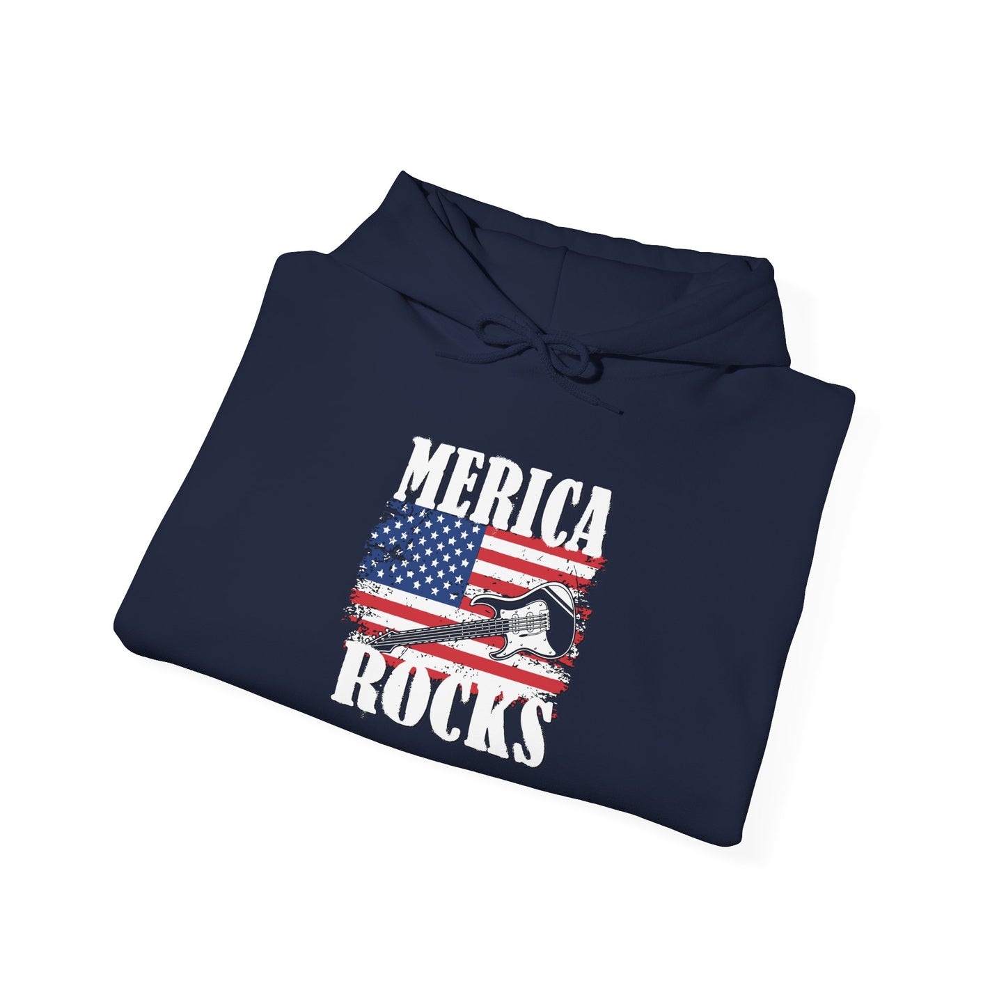 MERICA ROCKS - Premium Unisex Funny Sarcastic Black Hoodie Sweatshirt