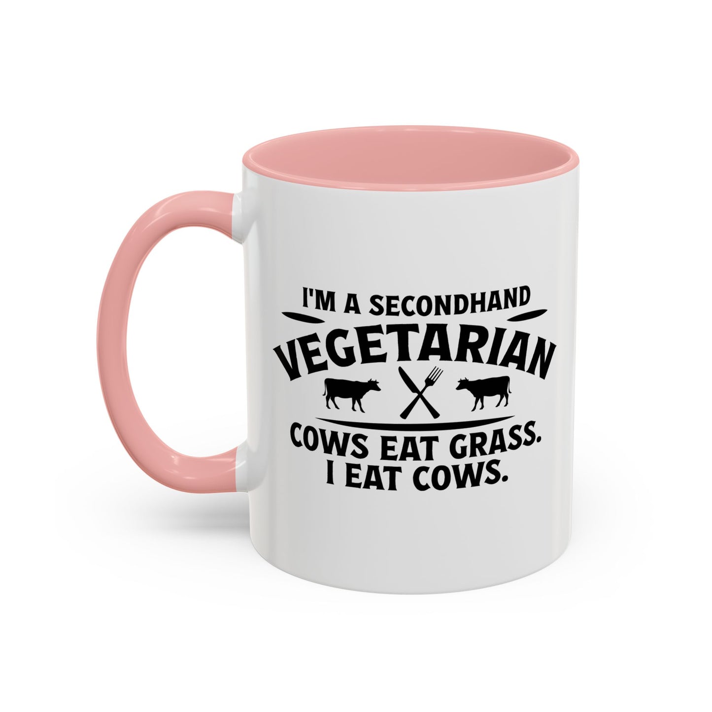 SECONDHAND VEGETARIAN Accent BiColor Funny Sarcastic Mug