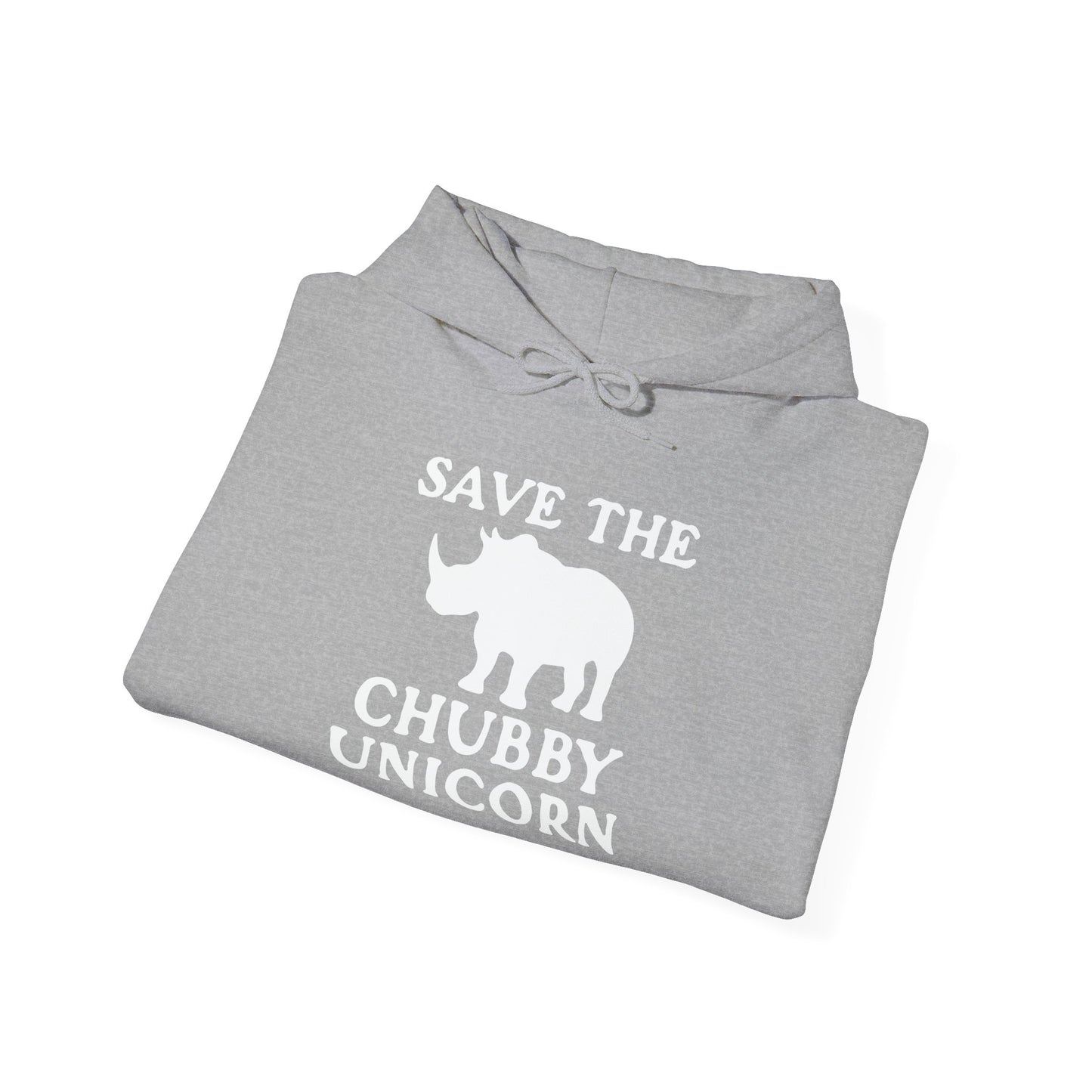 SAVE THE CHUBBY UNICORN - Premium Unisex Funny Sarcastic Black Hoodie Sweatshirt