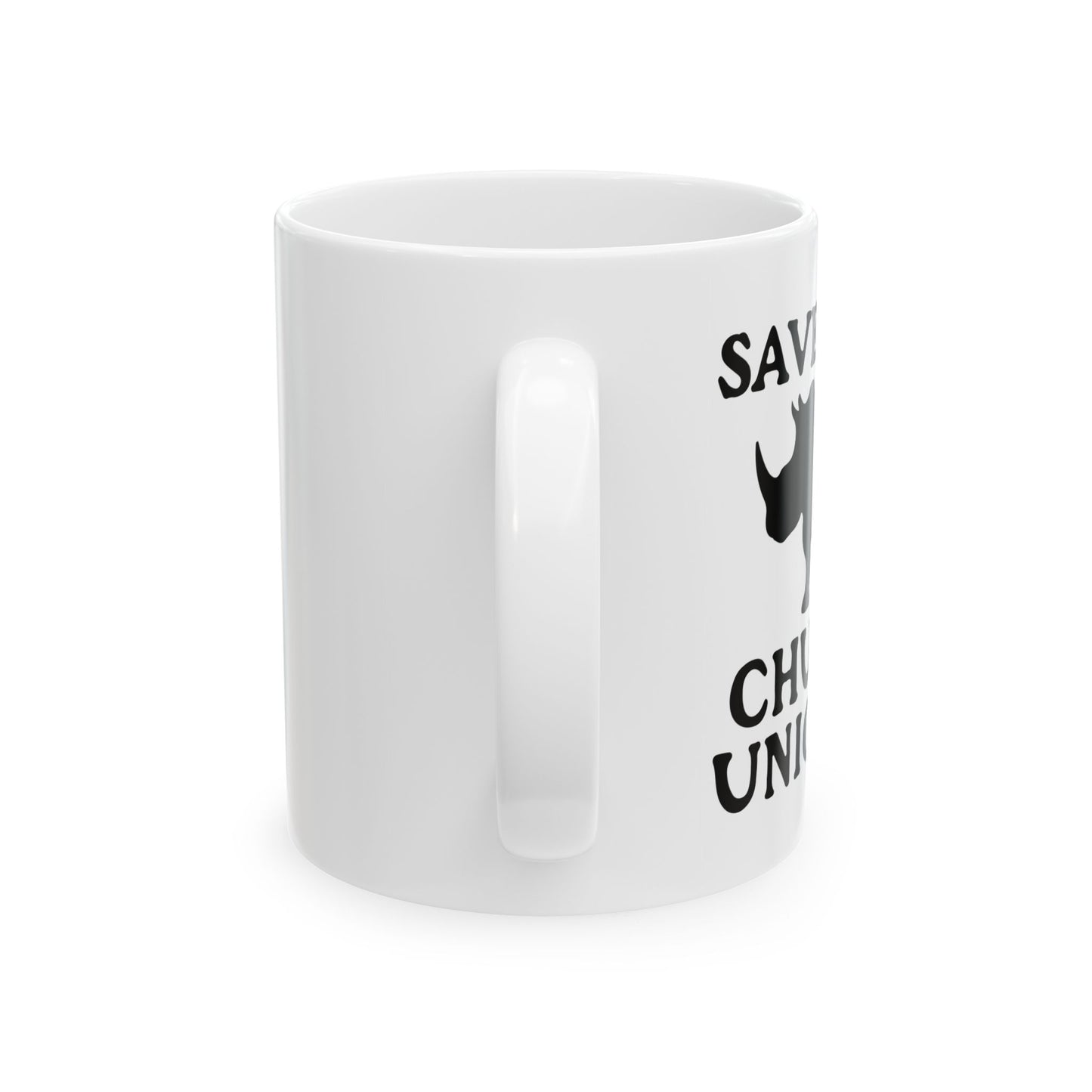 SAVE THE CHUBBY UNICORN FUNNY SARCASTIC WHITE MUG