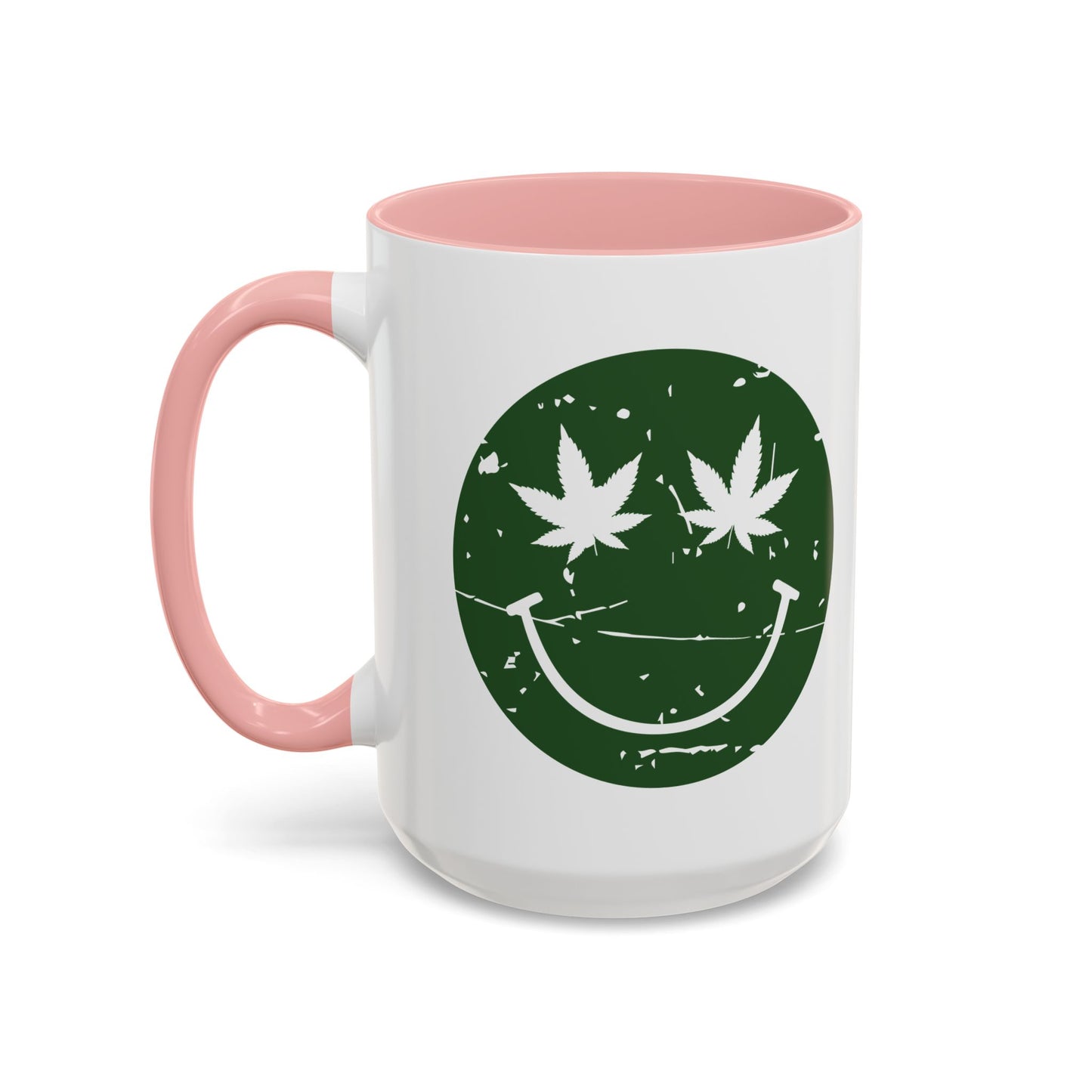 WEED SMILY FACE Accent BiColor Funny Sarcastic Mug