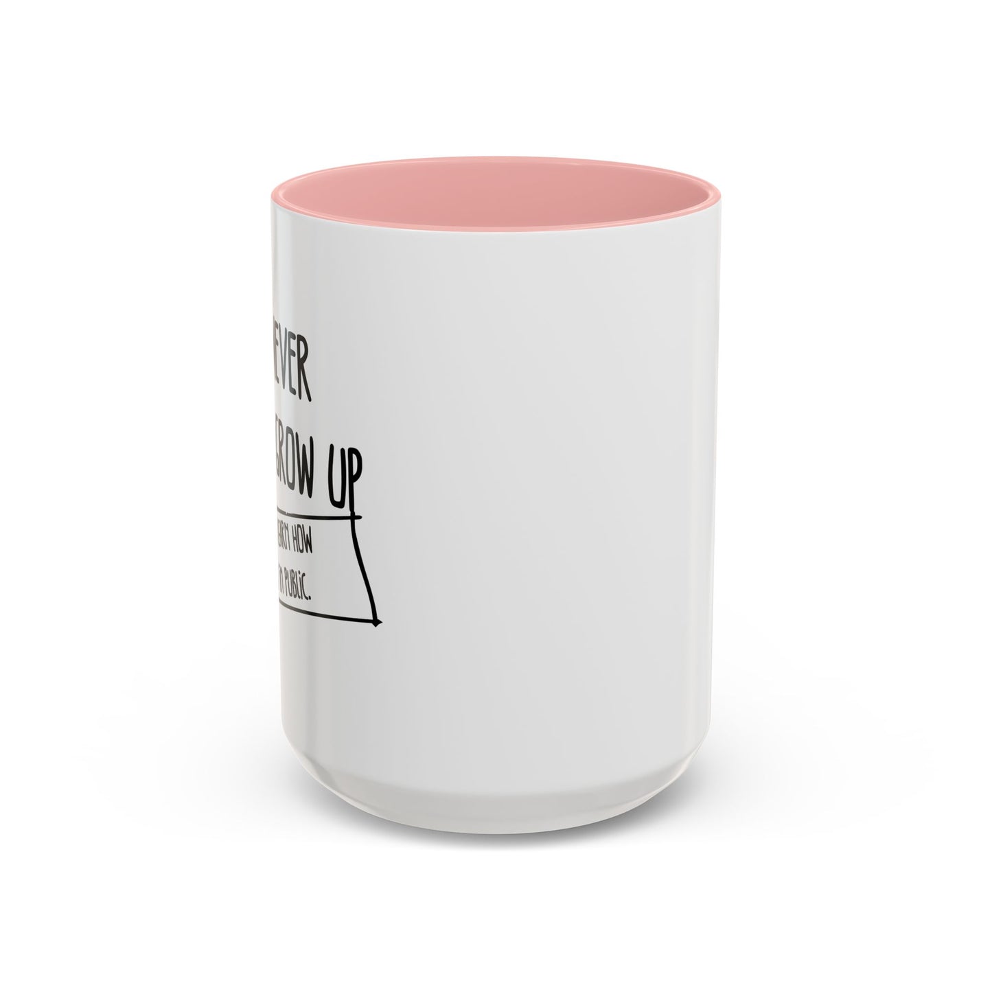 WE NEVER REALLY GROW UP WE ONLY LEARN TO ACT IN PUBLIC Accent BiColor Funny Sarcastic Mug