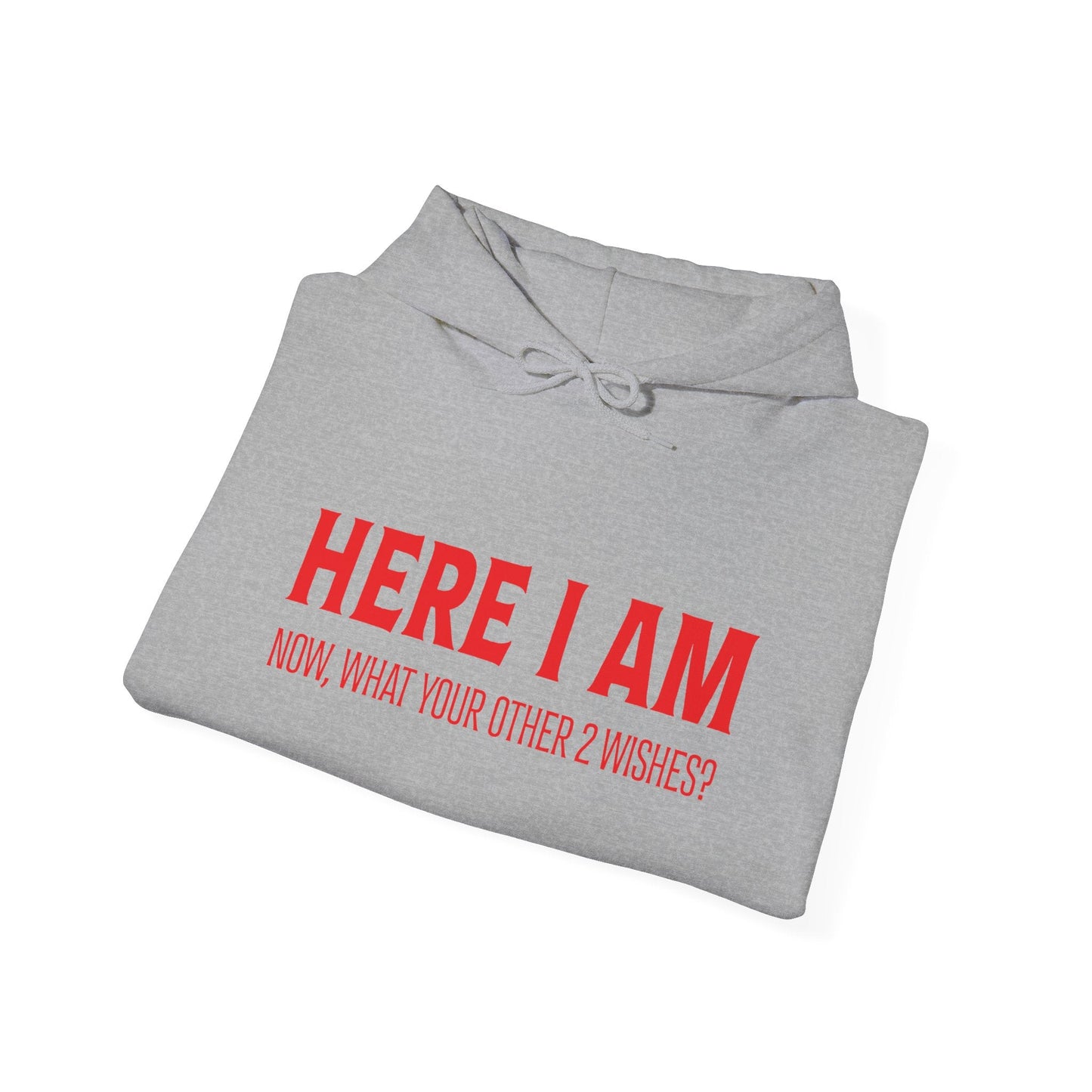 HERE I AM - Premium Unisex Funny Sarcastic Black Hoodie Sweatshirt