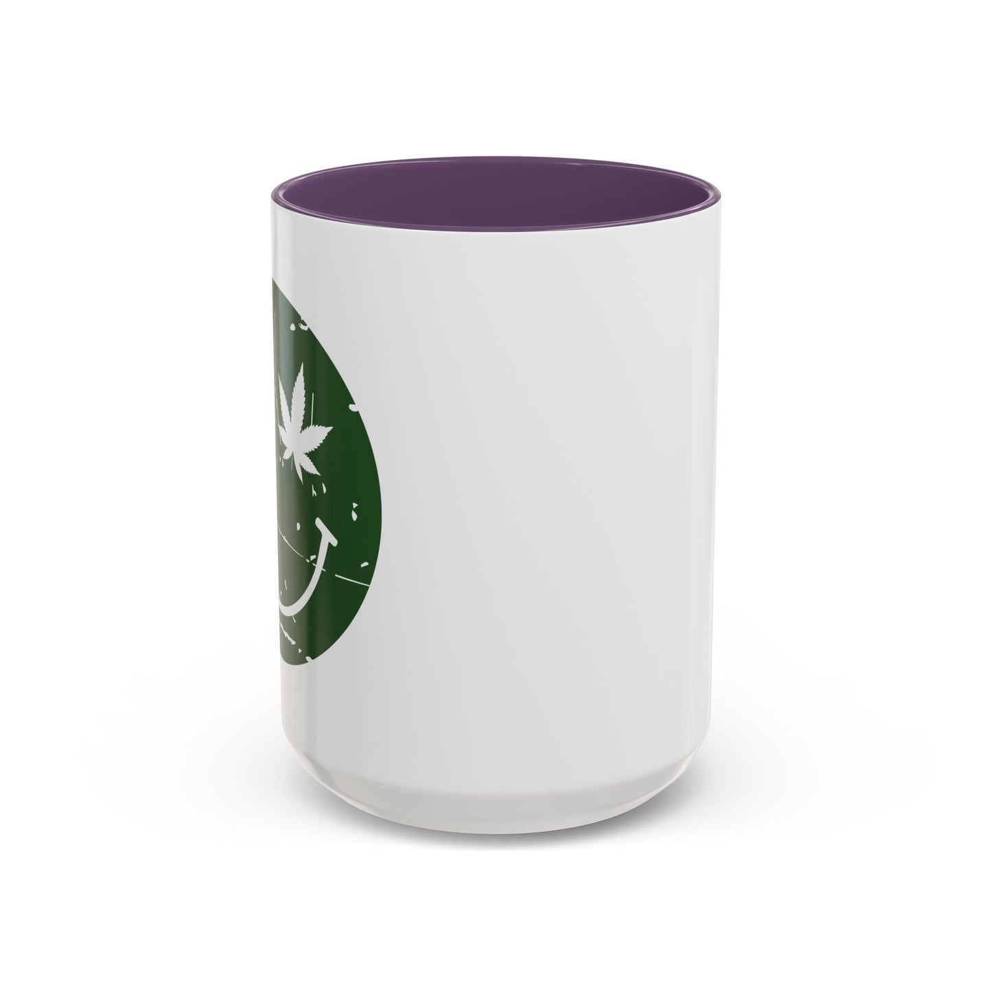 WEED SMILY FACE Accent BiColor Funny Sarcastic Mug