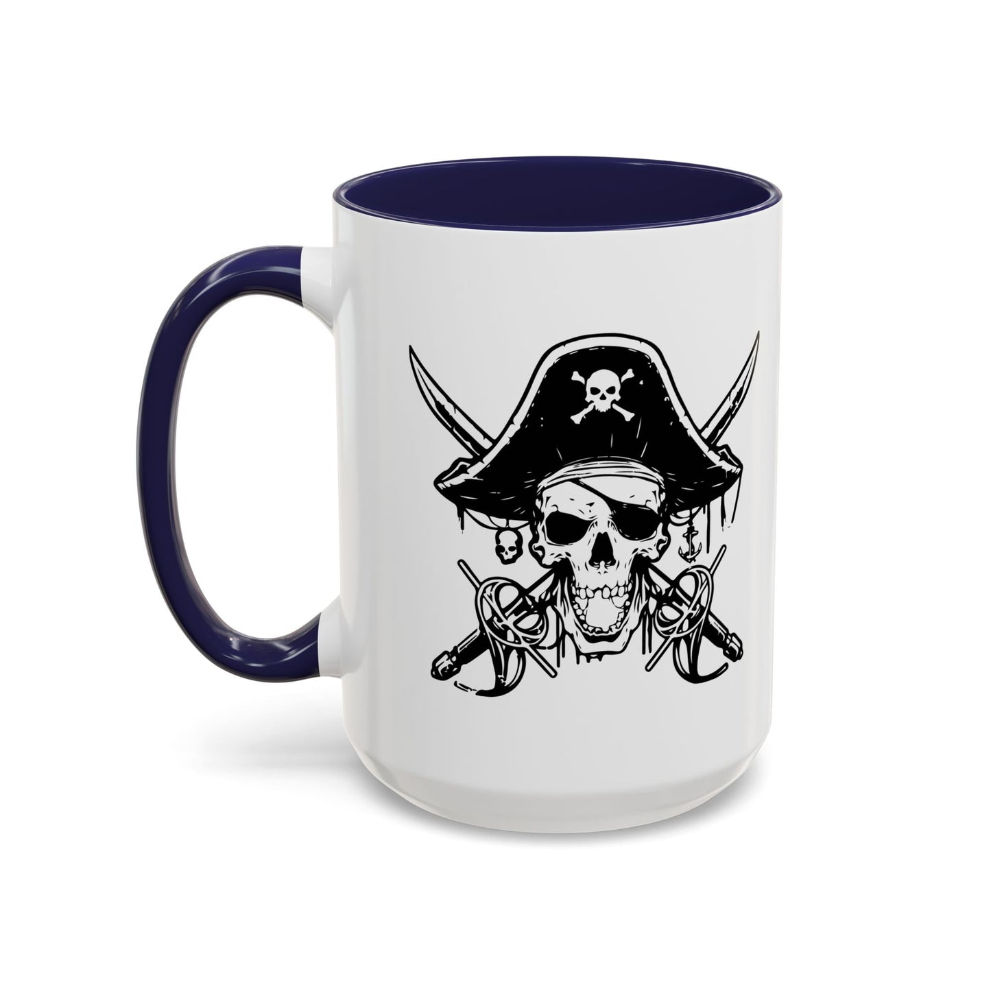 PIRATE SKULL HAT SWORD BONES Accent BiColor Funny Sarcastic Mug