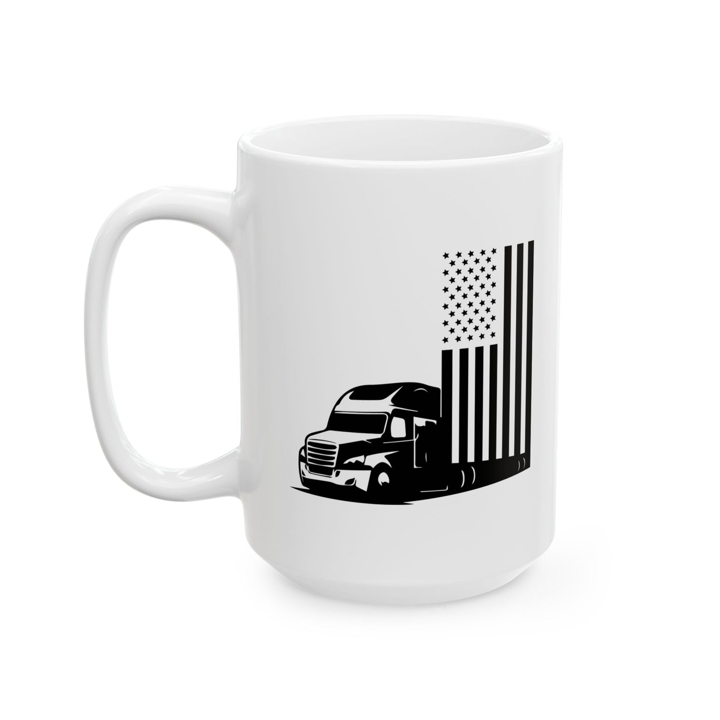 DISTRESS TRUCK AMERICAN FLAG MEMORIAL WHITE MUG