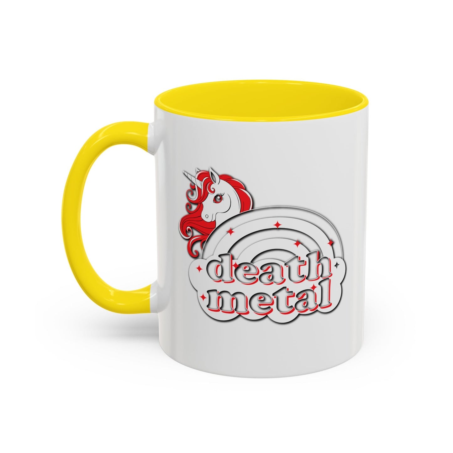 DEATH METAL UNICORN Accent BiColor Funny Sarcastic Mug