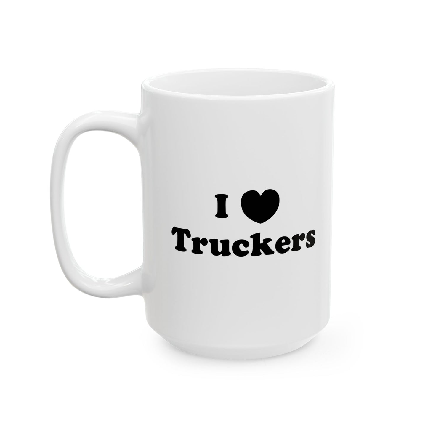 I HEART TRUCKERS White Mug