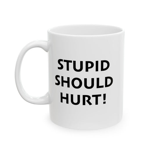 STUPID SHOULD HURT FUNNY SARCASTIC WHITE MUG