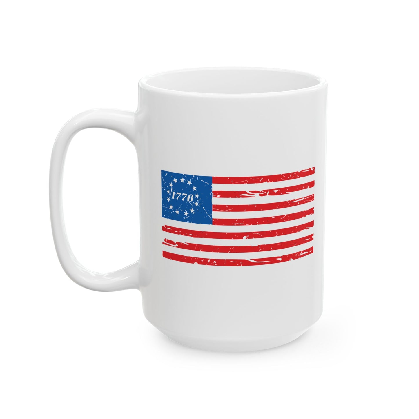 BETSY FLAG 1776 PATRIOTIC WHITE MUG